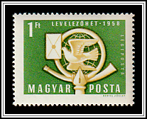 Post Horn, Carrier Pigeon with Letter, Quill Pen