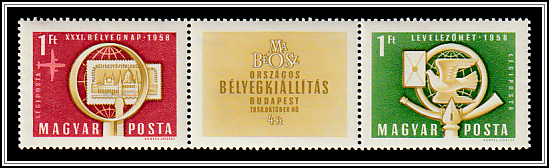 Parliament Stamp Under Magnifying Glass / Label / Post Horn, Carrier Pigeon with Letter, Quill Pen